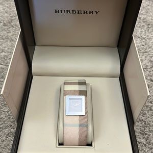 Burberry Pink Mother of Pearl Leather Stainless Steel Watch